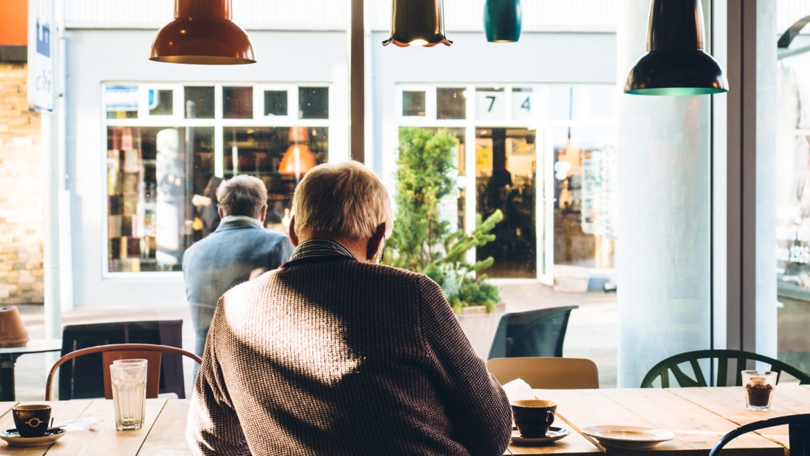 Man sitting in a cafe